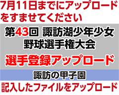 第43回 諏訪湖 少年少女野球 選手権 大会　長野県諏訪市のオフセット印刷・オンデマンド印刷のことならM-CREATE.／マルモ印刷株式会社